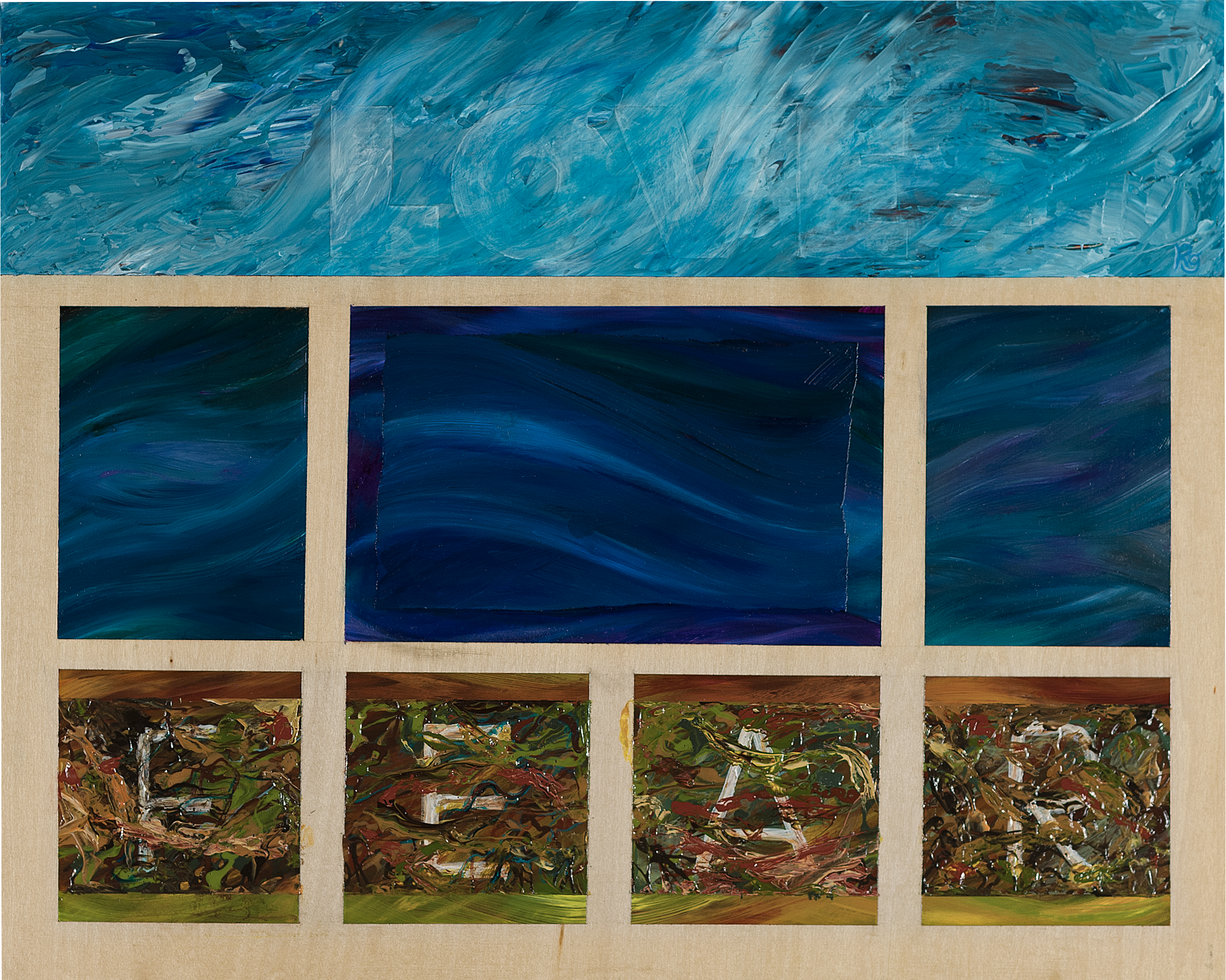 Contemporary art painting of love and fear