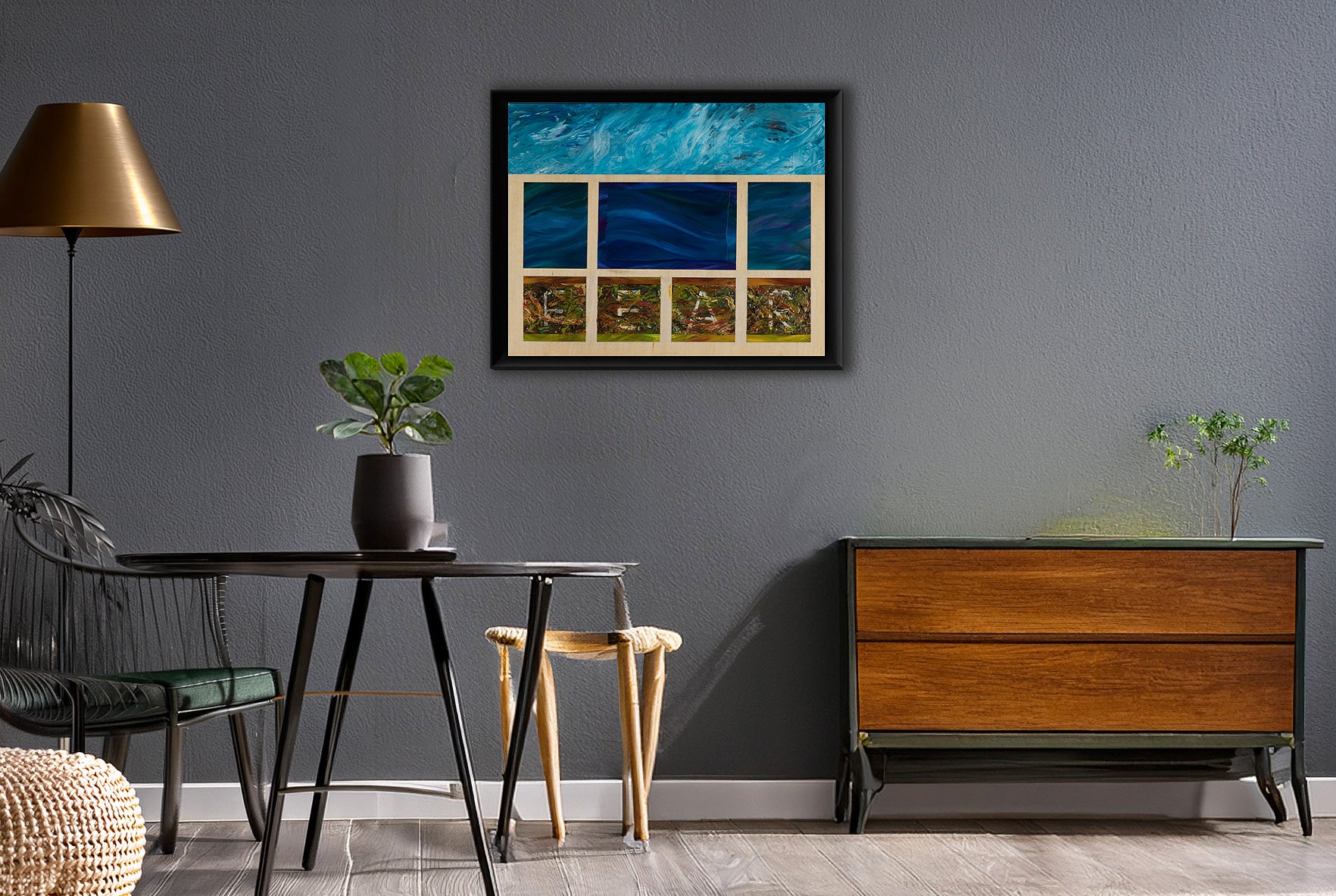 oil painting on living room wall robert gerson artist, love and fear
