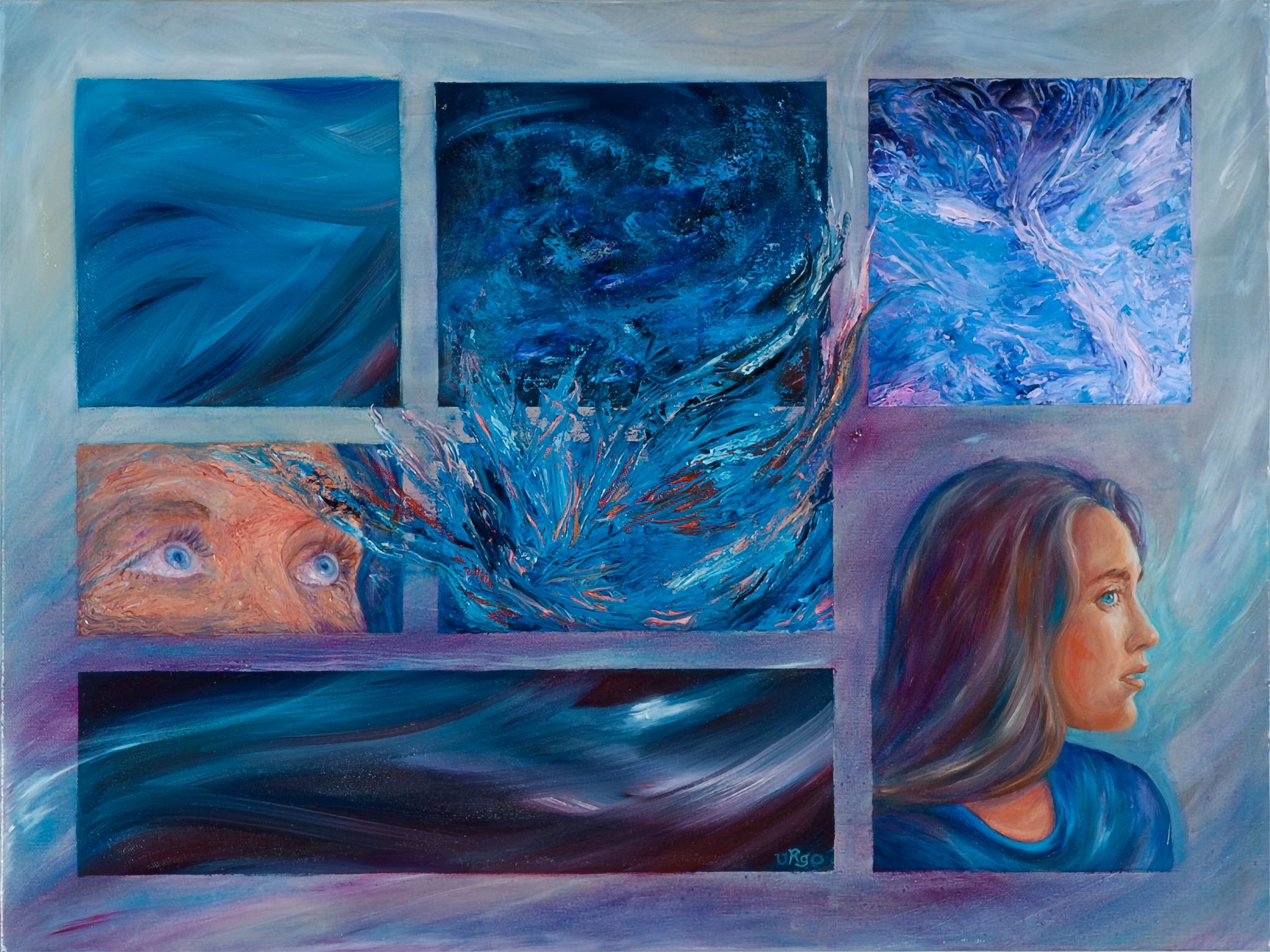 Figurative realism with abstraction oil painting